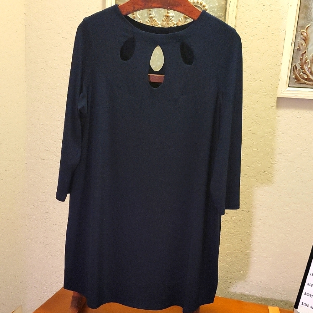 Sympli Dark Blue Knit Cut Out Front Top Size 16